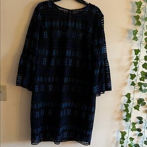 Trina Turk Black and Blue Long Sleeve Dress